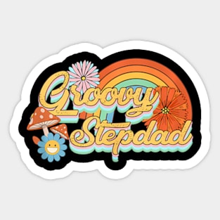 Groovy Step Dad Rainbow Family Birthday Party Daisy Flower Sticker